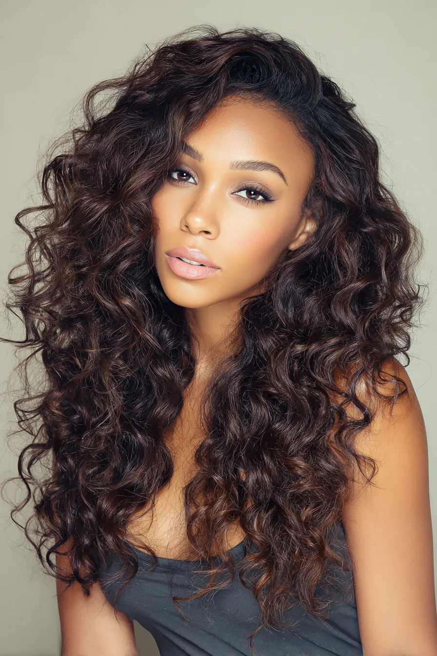 Voluminous Long Loose Curls with Face-Framing Layers