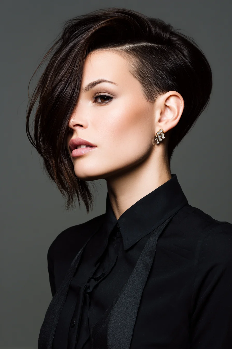 Asymmetrical Pixie-Bob with Shaved Side and Long Fringe