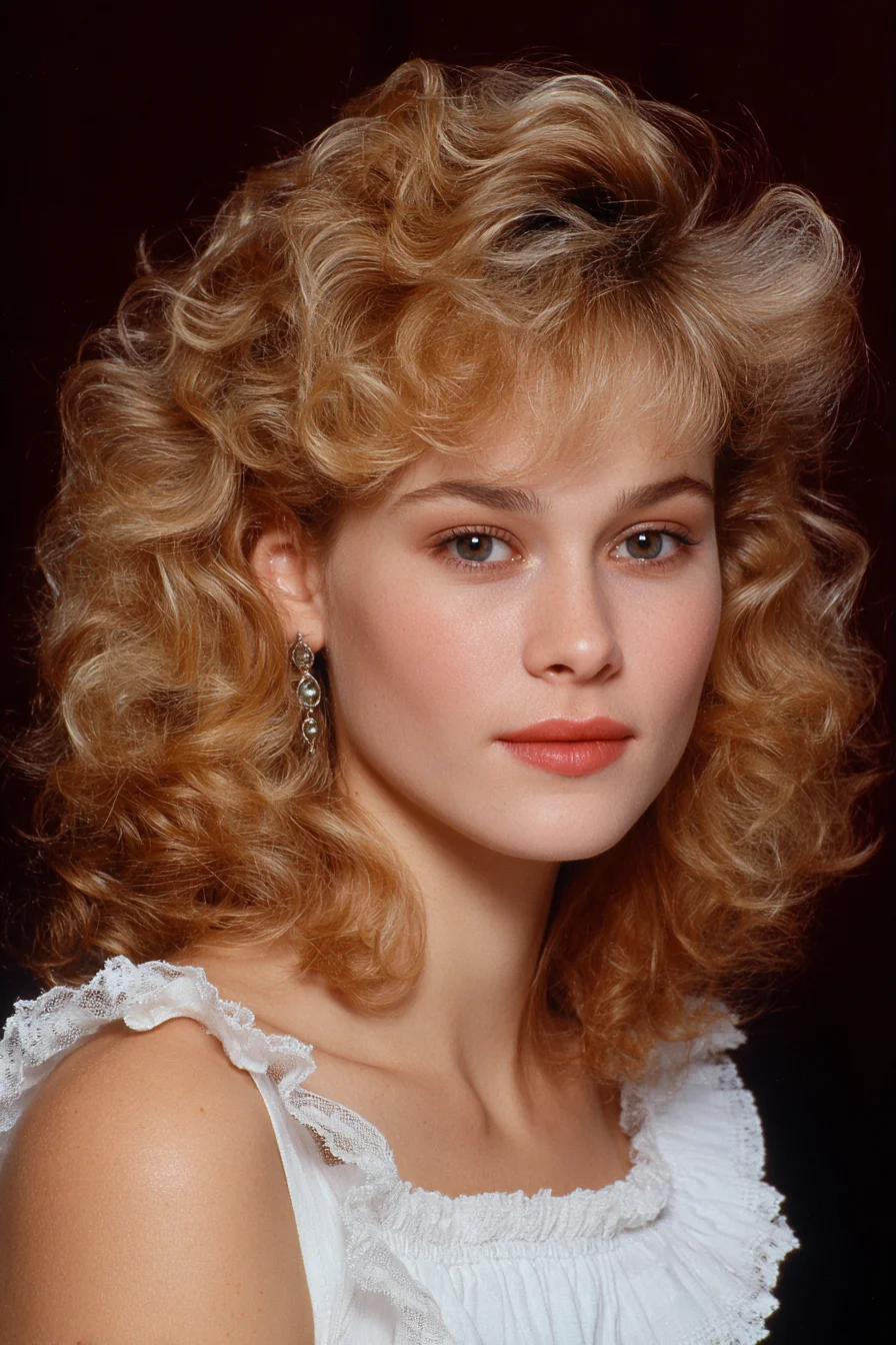 Big 80s Curls with Feathered Bangs Retro Volume