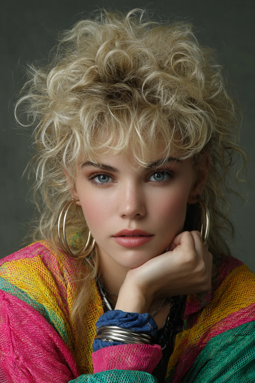 Big Curly Shag with Curtain Fringe Soft 80s Mullet