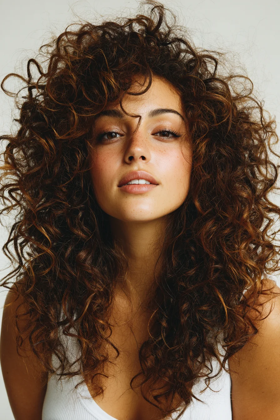 Big Natural Curls with Curtain Fringe Voluminous Bounce