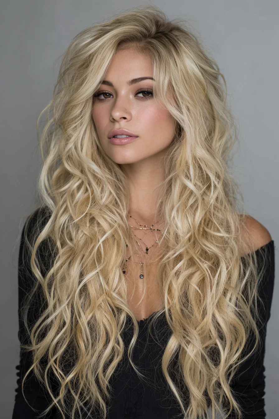 Big Tousled Beach Waves for Long Layered Hair