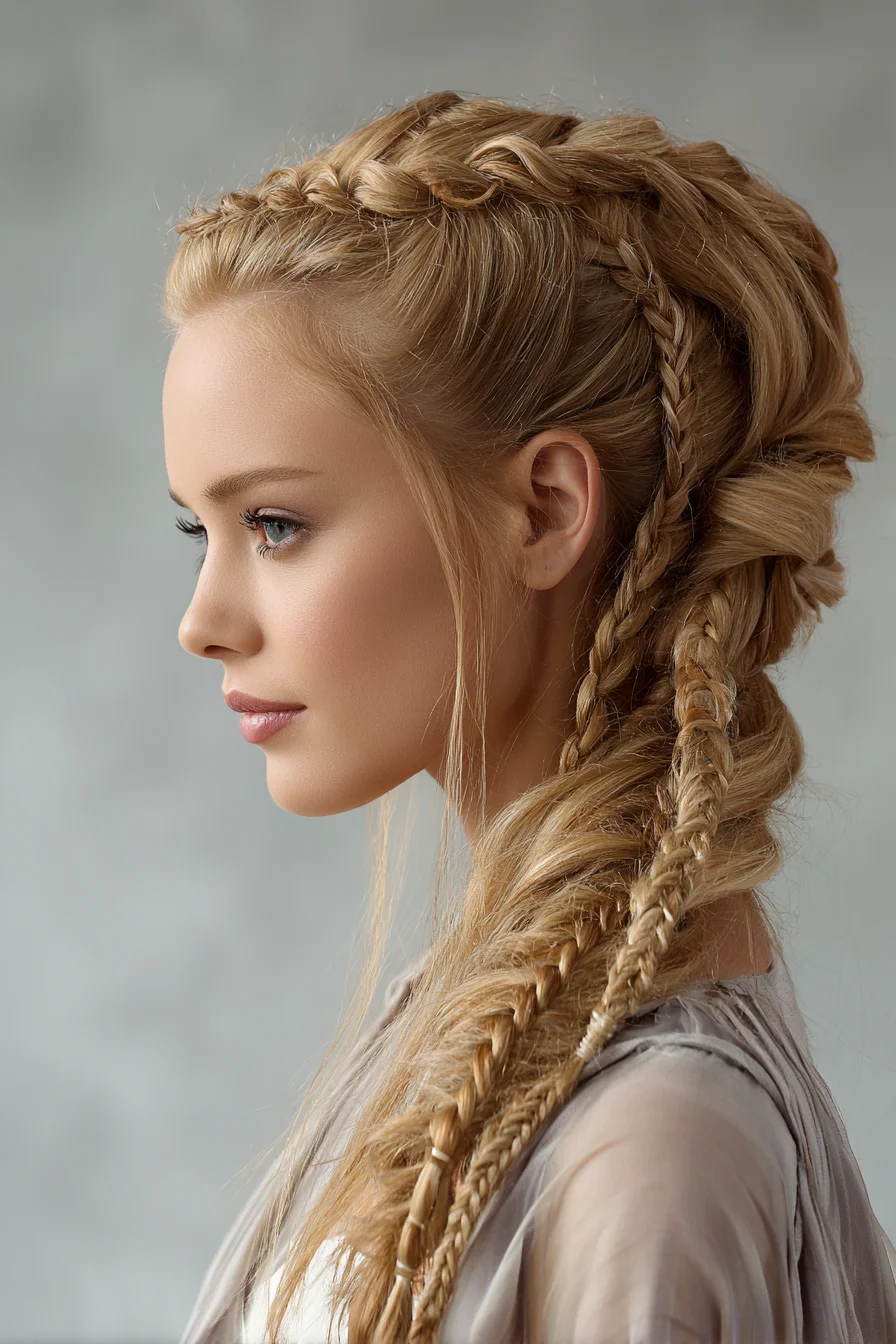 Boho Braided Crown Into Messy Textured Ponytail