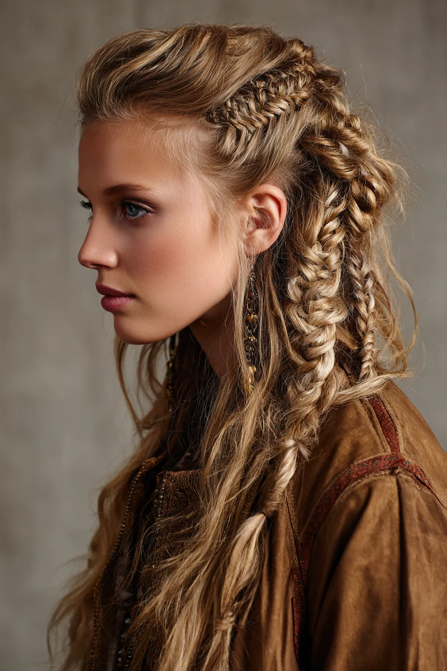 Boho Braided Half-Up With Fishtails and Tousled Waves