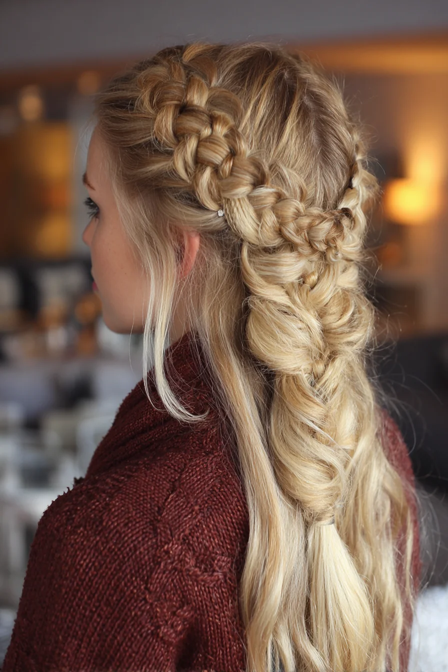 Boho Crown Braid That Falls Into a Loose Fishtail