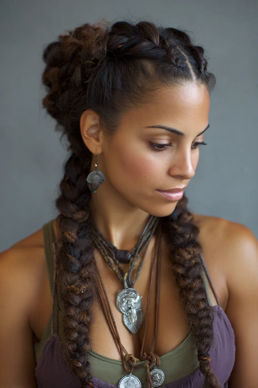 Boho Double Braid Hairstyles Ideas for Thick Hair