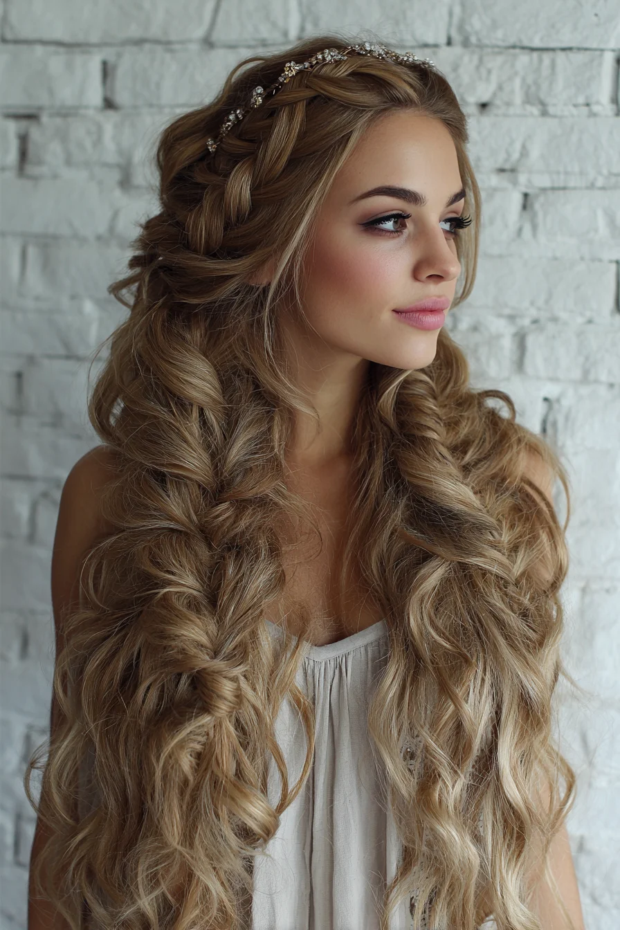 Boho Double Braids with Loose Romantic Curls for Events