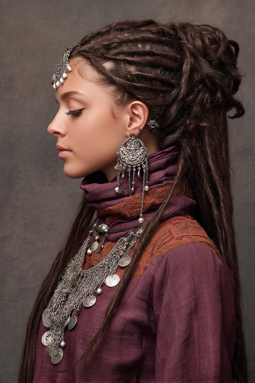 Boho Dreadlocks Half-Up with Twisted Crown and Texture