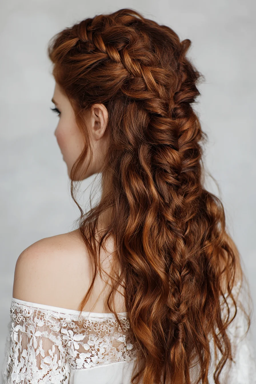 Boho Half-Up Dutch Braid with Loose Textured Waves