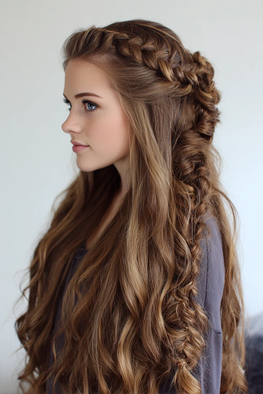 Boho Half-Up with Loose Dutch Braid and Messy Fishtail