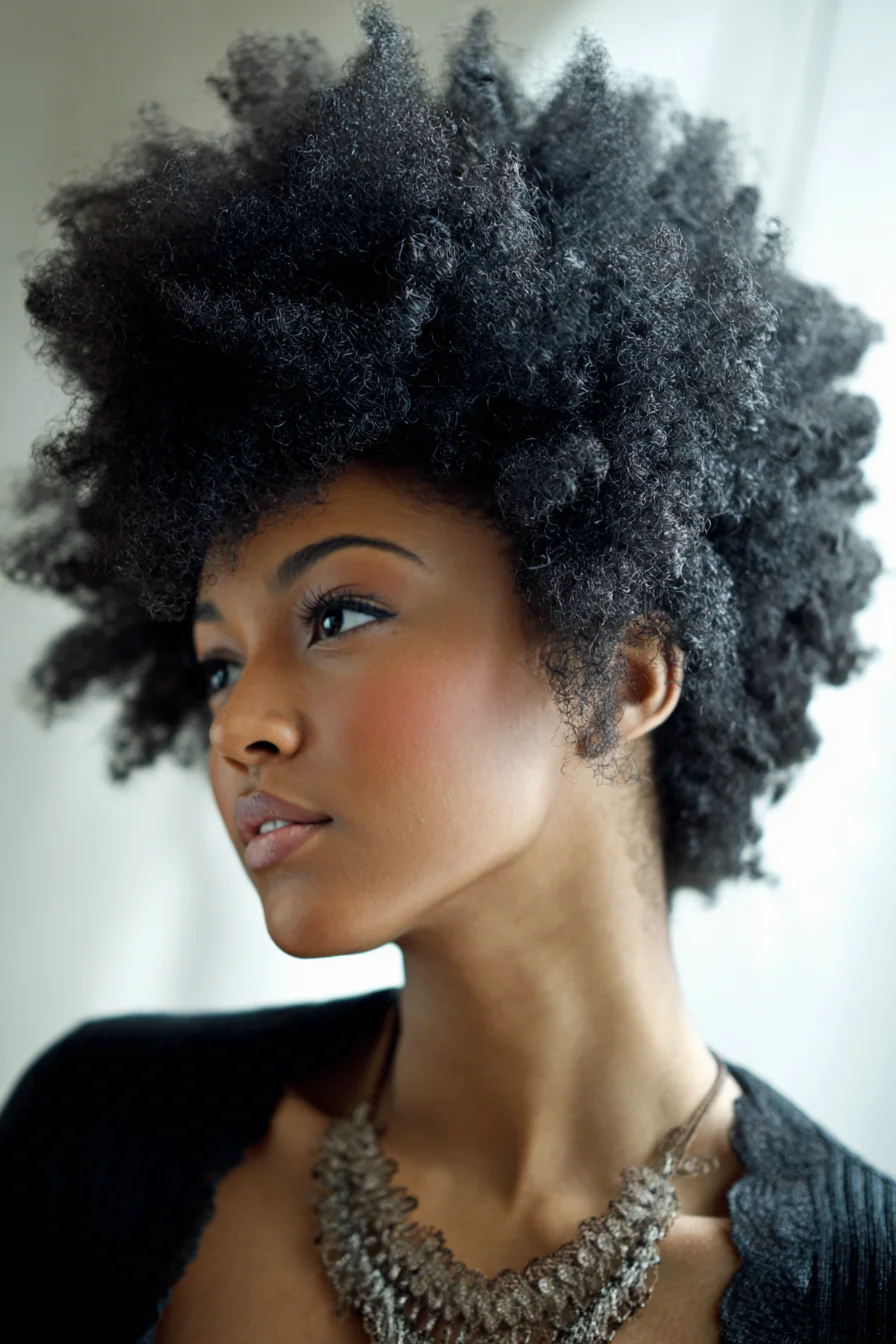 Bold Natural Afro with Short Taper and Volume
