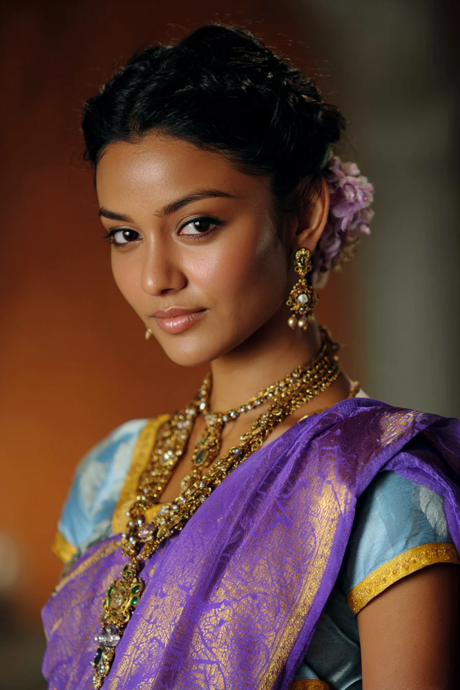 Braided Crown Into Low Bun with Floral Accent