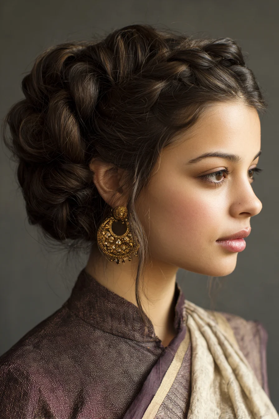 Braided Crown Updo for Formal Events and Weddings