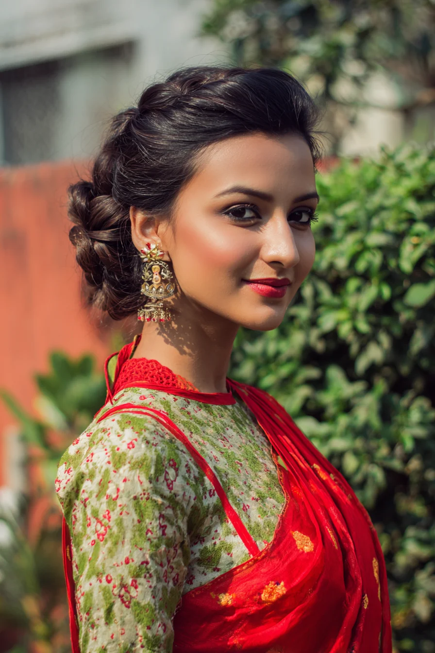 Braided Low Bun with Soft Twists for Dressy Days