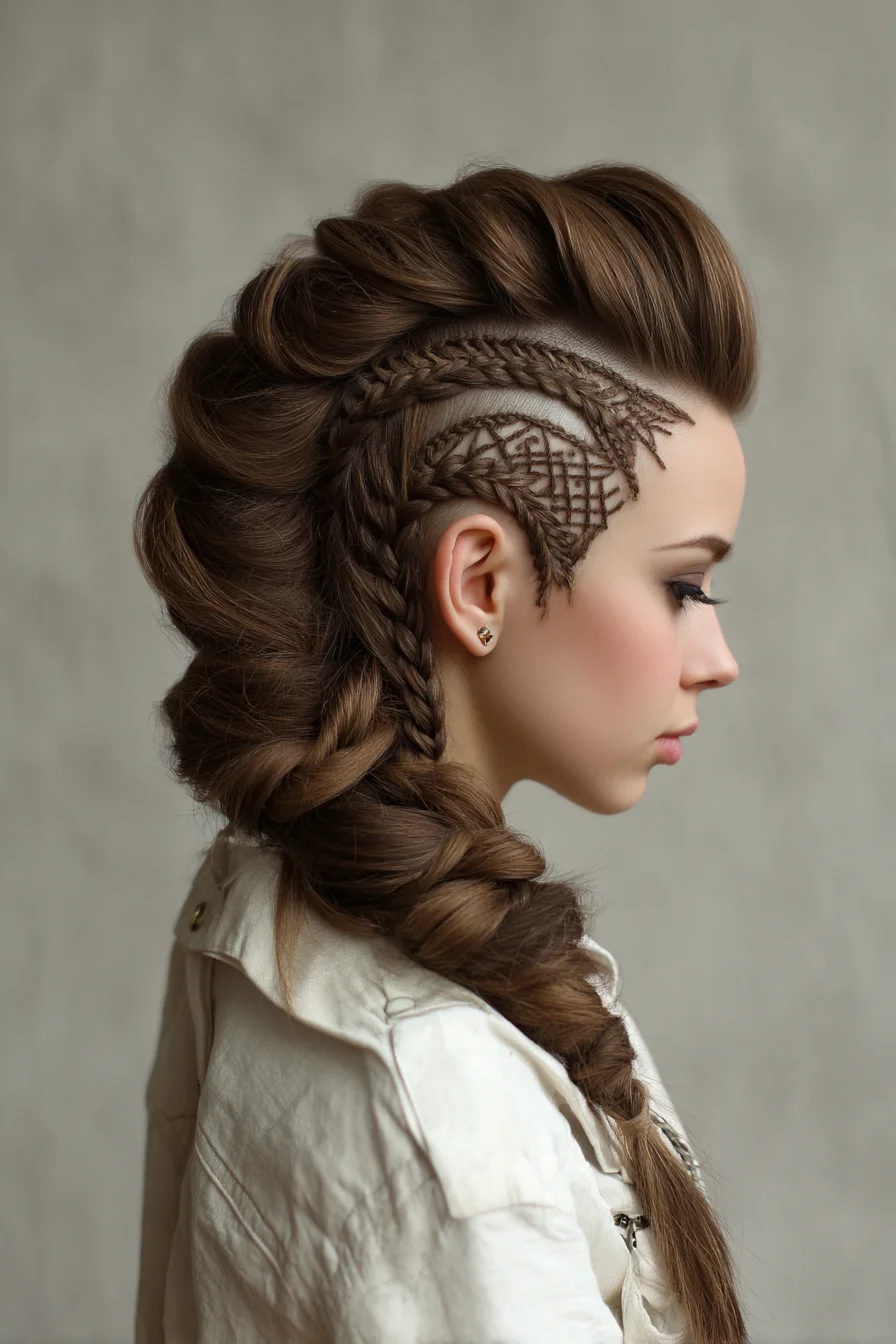 Braided Mohawk with Sculpted Side Cornrow Detail