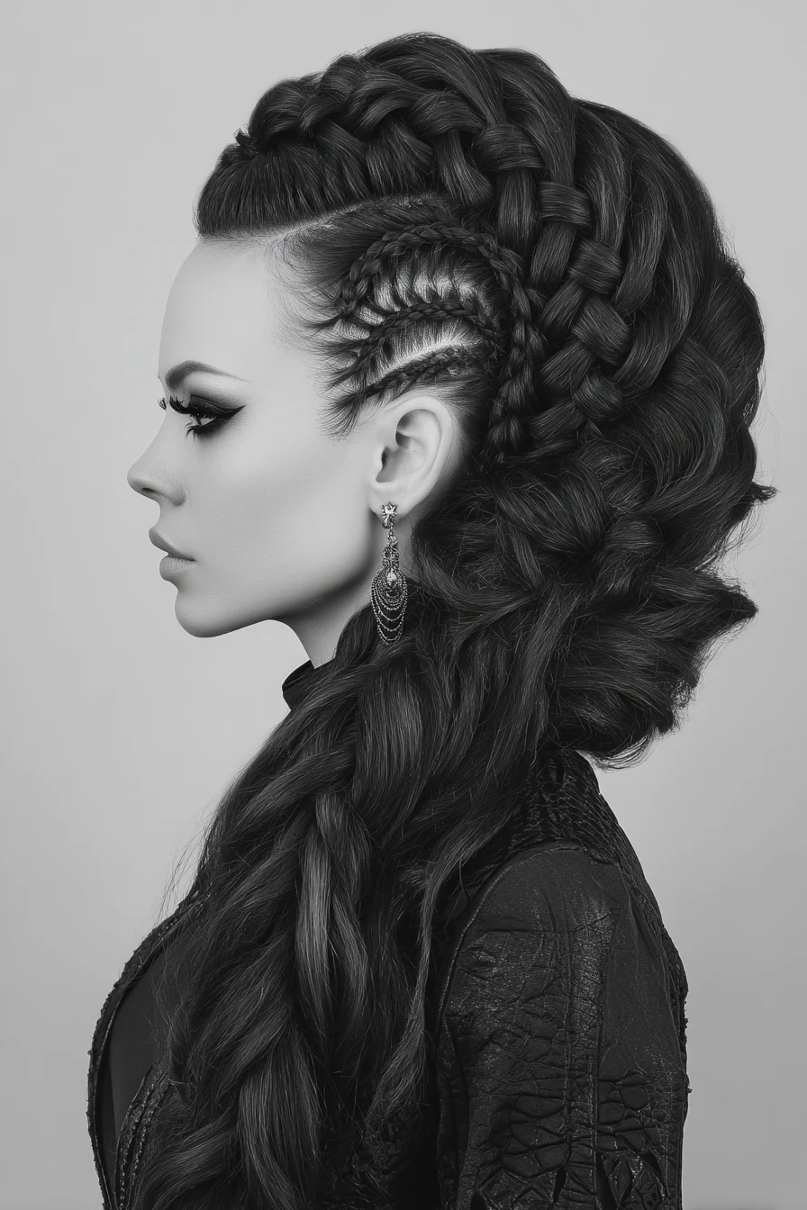 Braided Side Statement with Cornrows and Big Volume