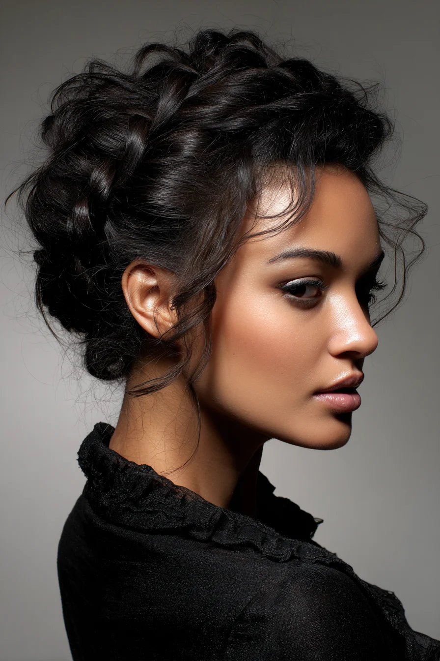 Braided Updo With Face-Framing Tendrils for Date Nights