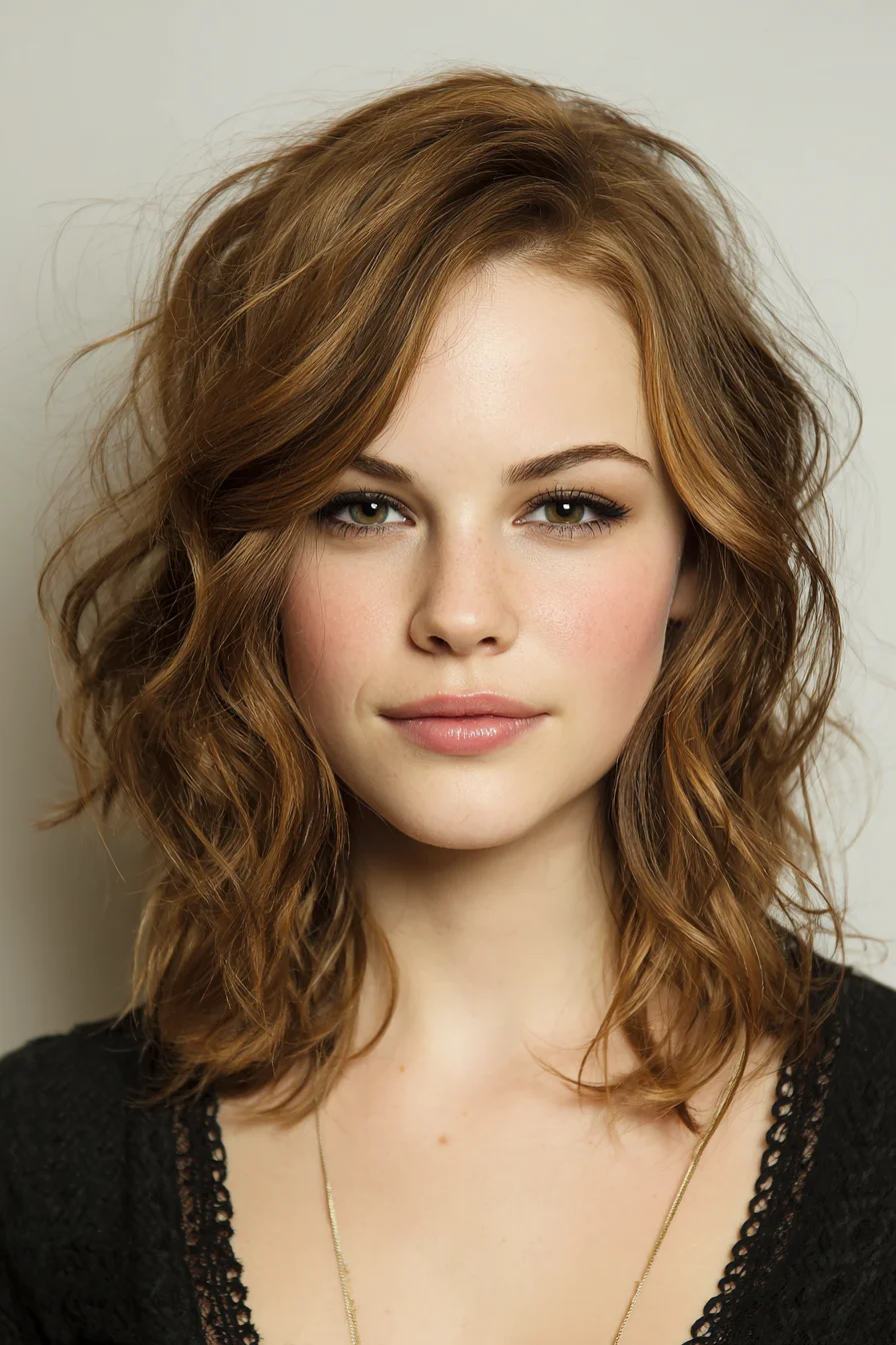 Casual Tousled Shoulder-Length Waves for Everyday Wear