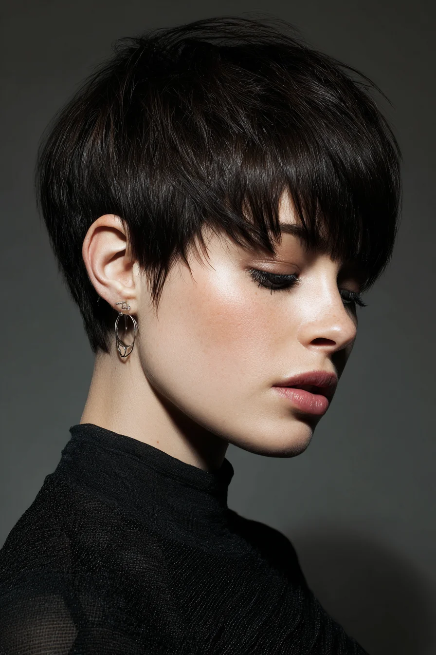 Chic Textured Pixie with Long Fringe and Soft Layers