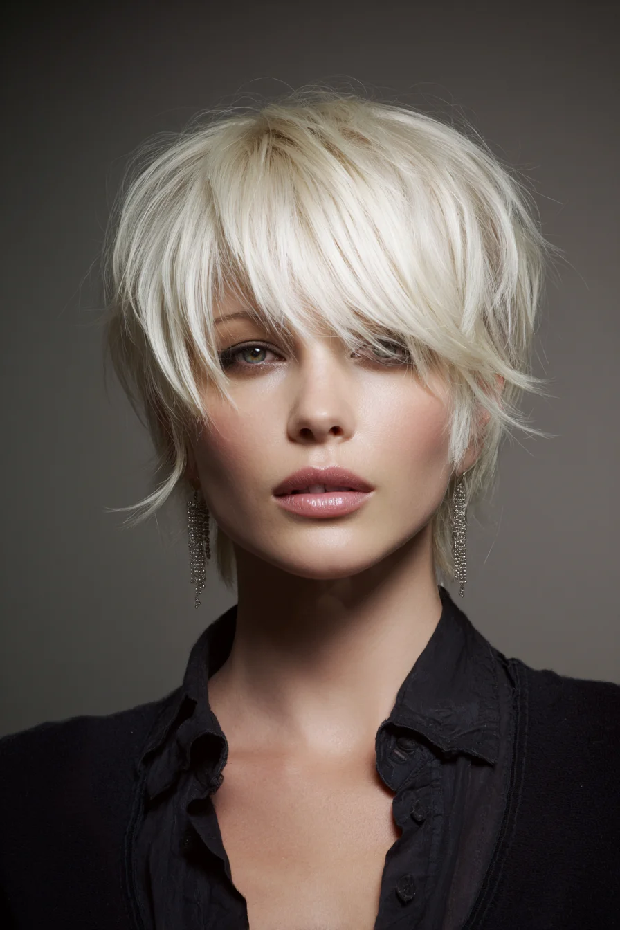 Choppy Feathered Pixie with Long Side-Swept Bangs Soft Edge