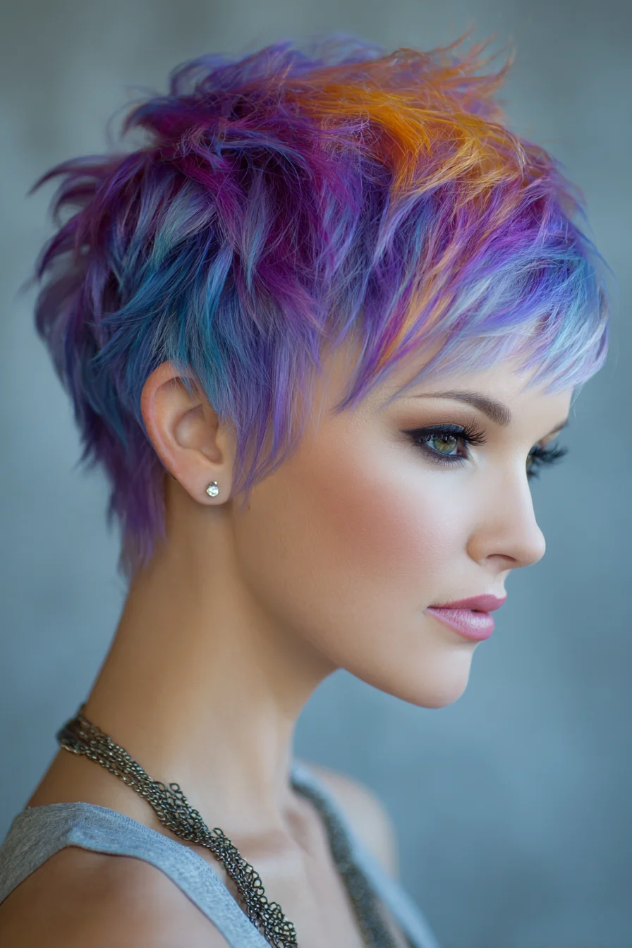 Choppy Rainbow Pixie for Short Hair with Lots of Texture