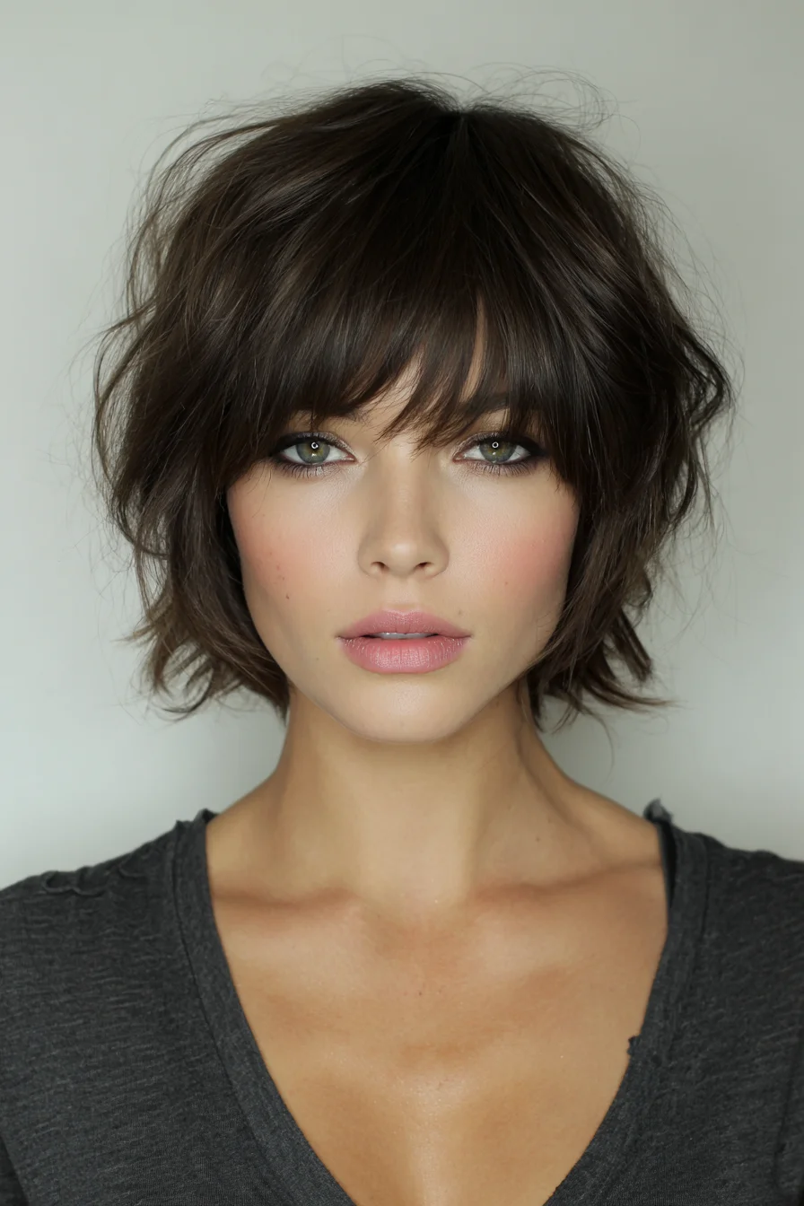 Choppy Textured Bob with Wispy Fringe and Tousled Ends