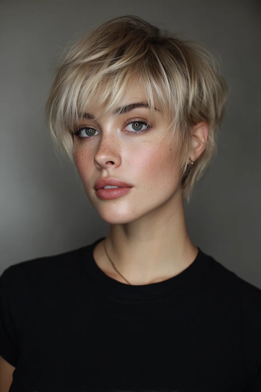 Choppy Textured Pixie with Soft Side Bangs for Fine Hair