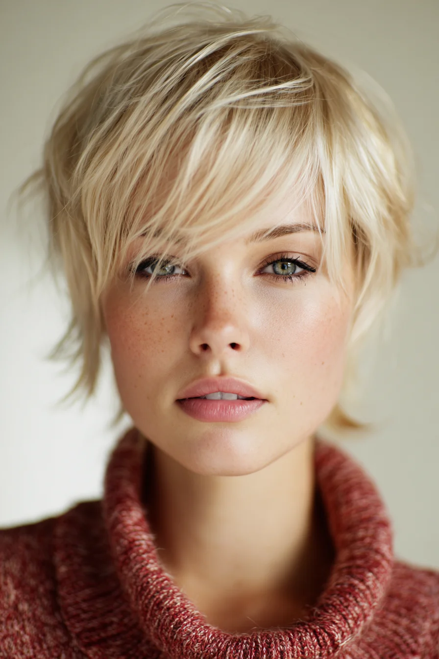 Choppy Textured Pixie with Soft Side-Swept Bangs