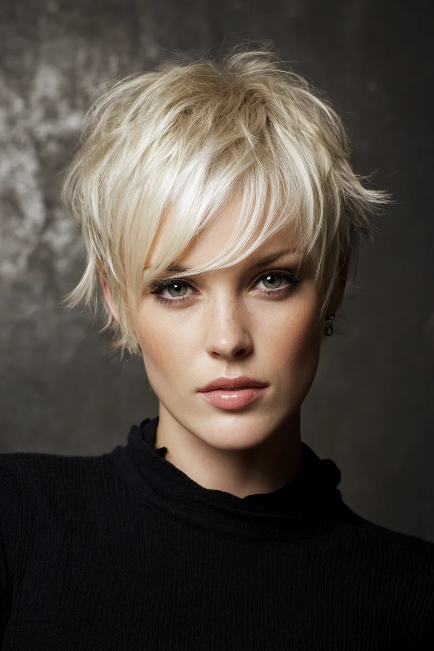 Choppy Textured Pixie with Soft Side-Swept Fringe
