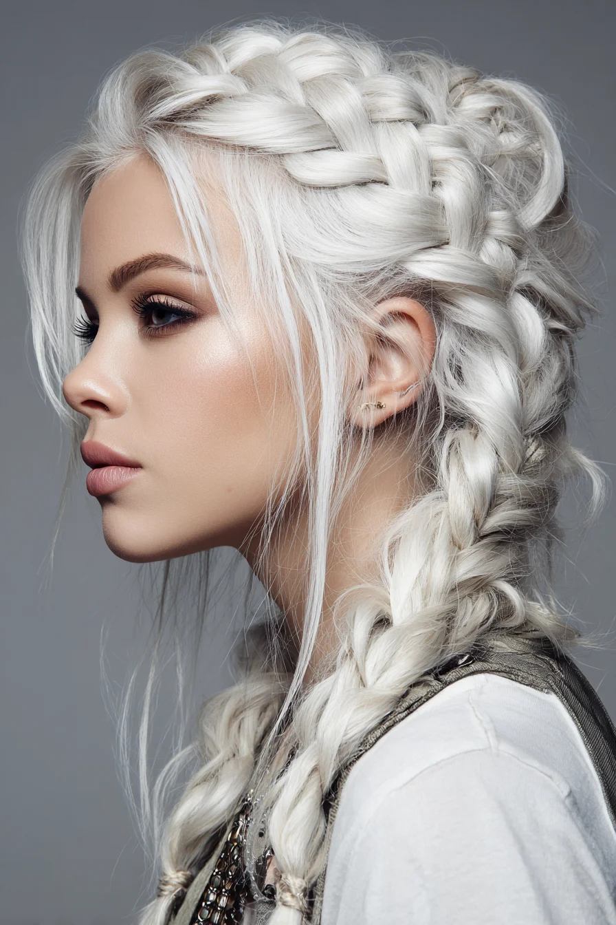 Chunky Double Dutch Braids with Soft Face-Framing Pieces