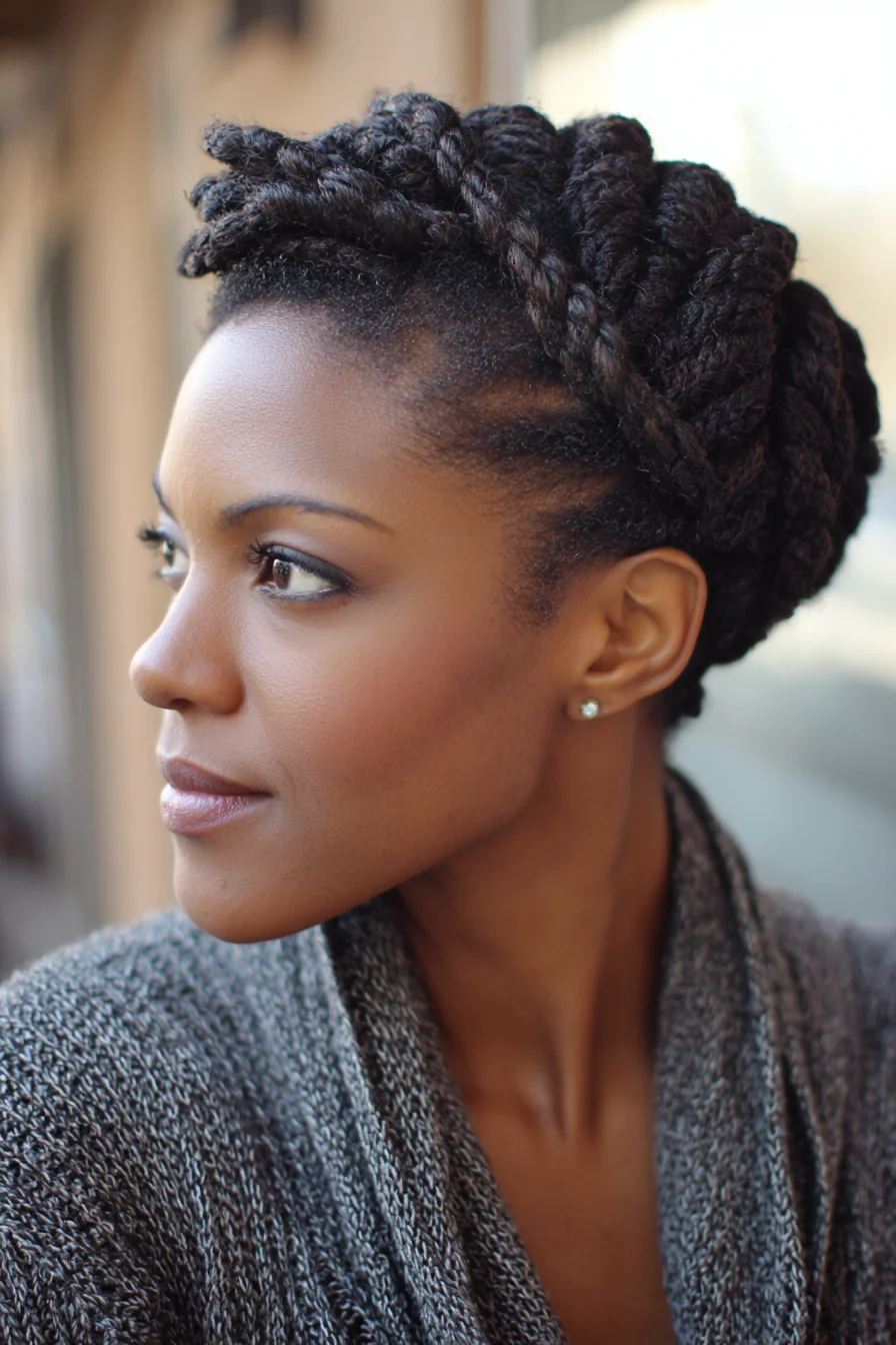 Chunky Twists Crown Updo Protective Style for Texture