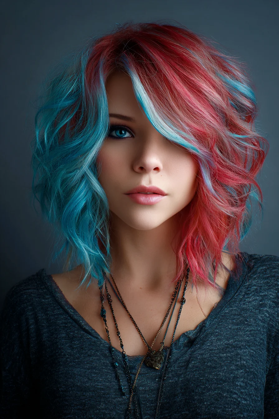 Chunky Two-Tone Shag with Tousled Side Bangs for Edge