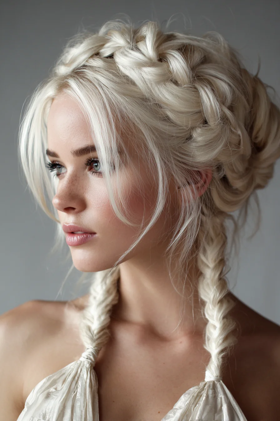 Crown Braid into Loose Double Braids Soft Romantic Look
