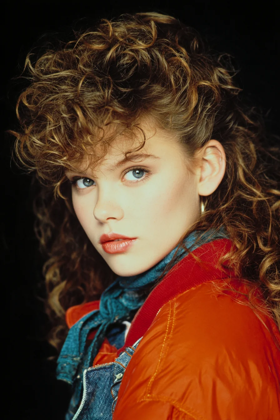 Curly Half-Up with Piecey Fringe and Lots of Volume