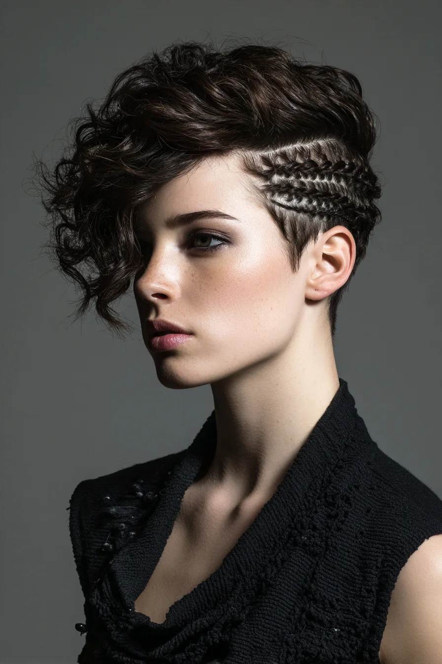 Curly Textured Top with Braided Undercut Detail