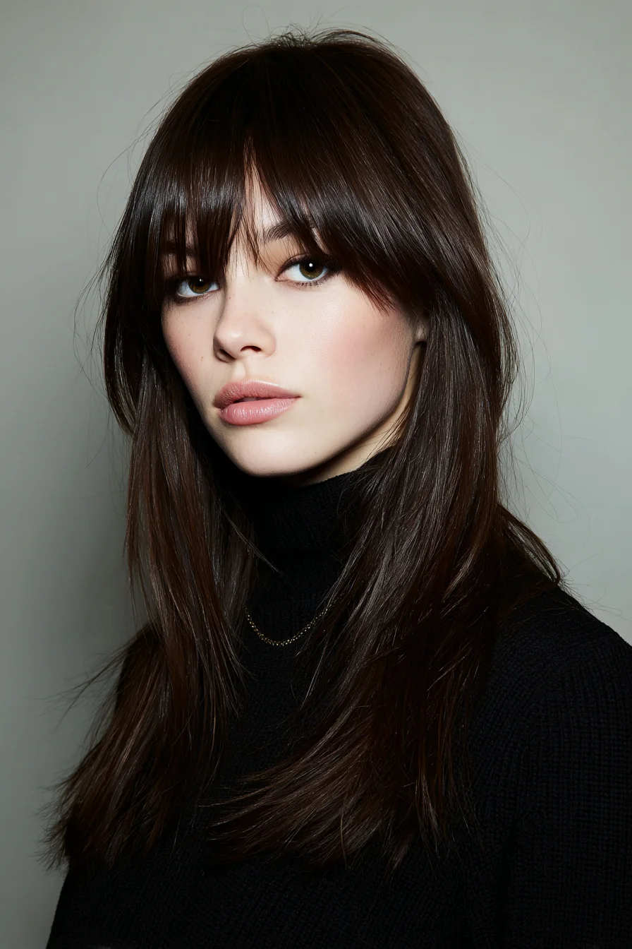 Curtain Bangs with Long, Soft Layers Everyday Sleek
