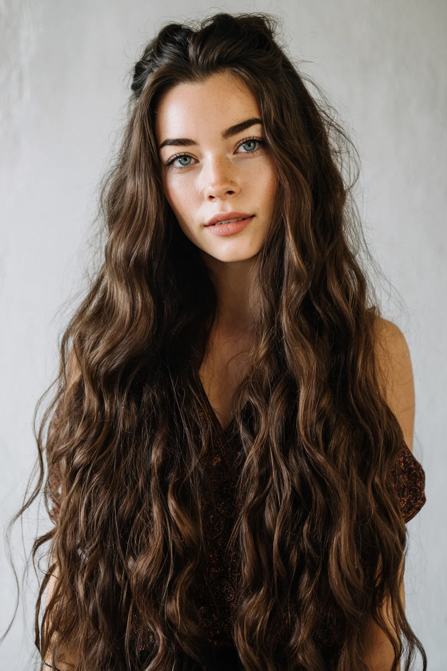 Easy Half-Up Half-Down with Beachy Waves for Long Hair