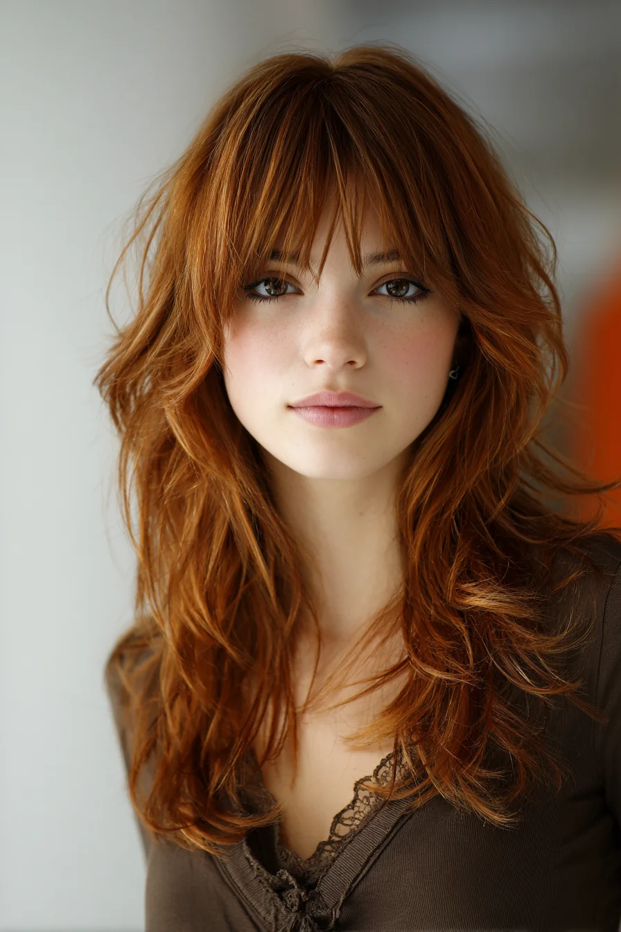 Edgy Shag with Curtain Bangs for Wavy Texture