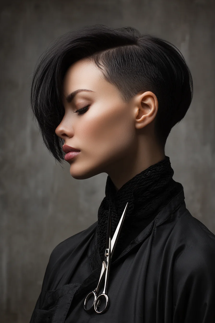 Edgy Side-Swept Undercut with Long Top and Sleek Finish