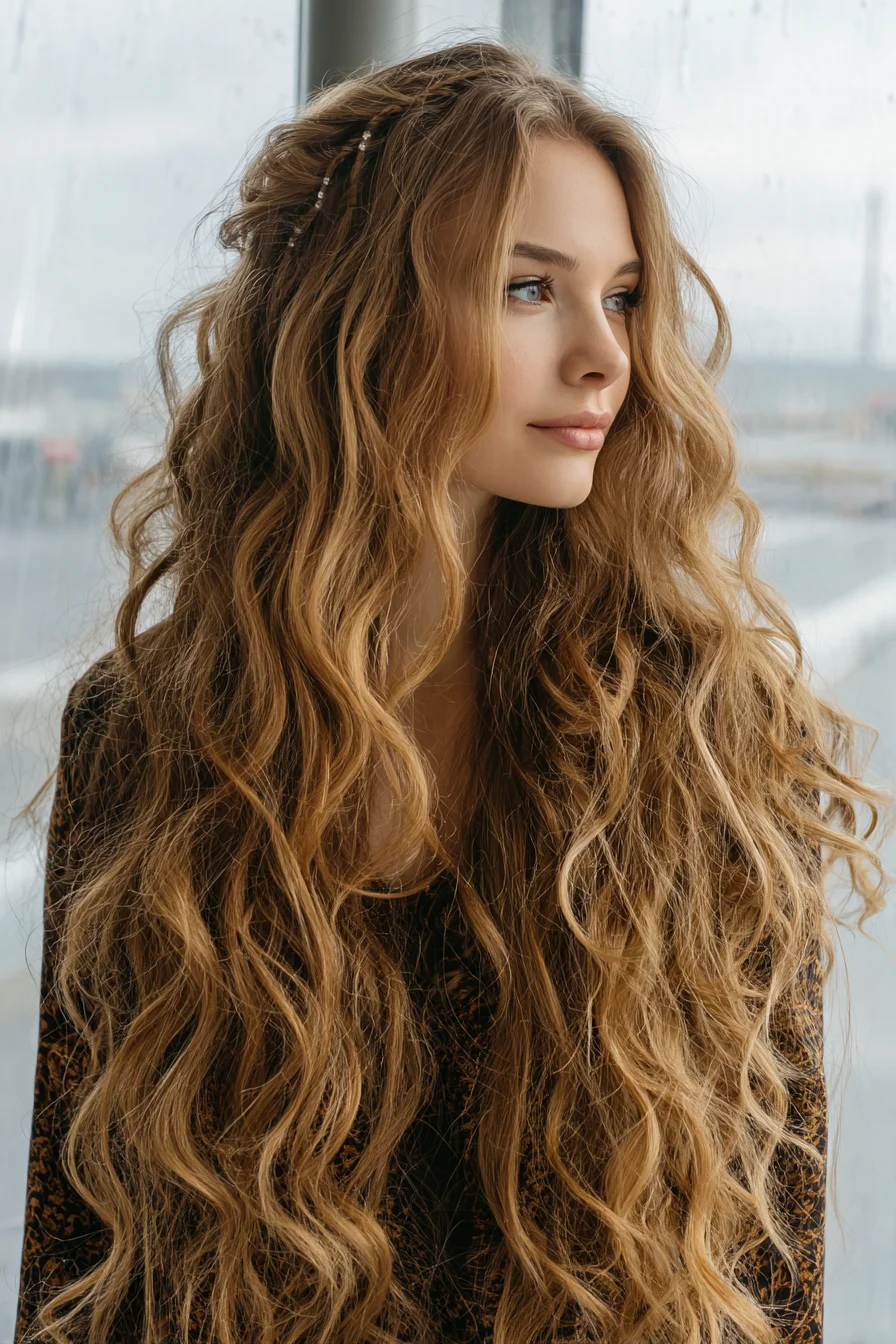 Effortless Beachy Waves with Subtle Boho Braids