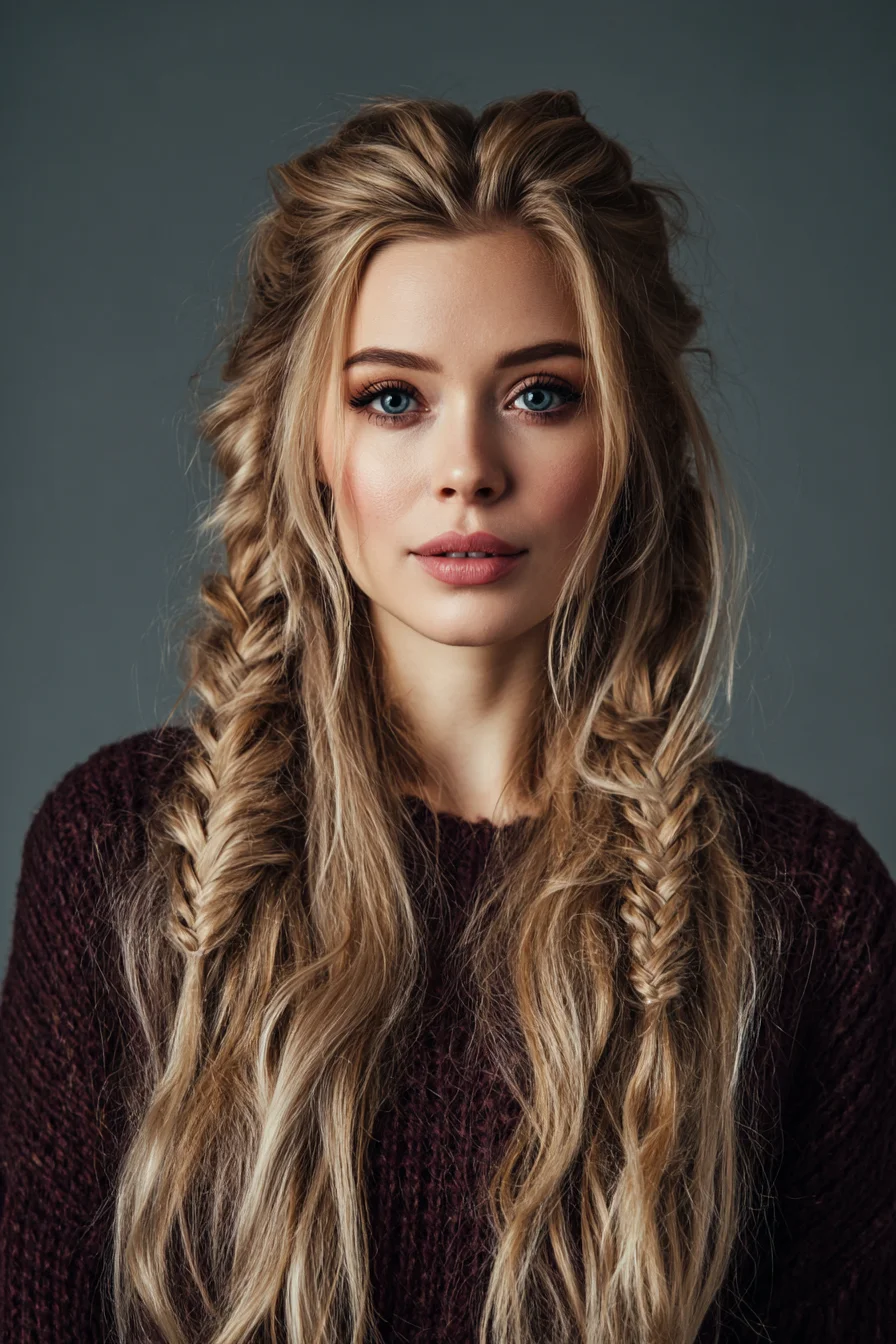 Effortless Boho Double Fishtail Braids for Long Hair Mornings