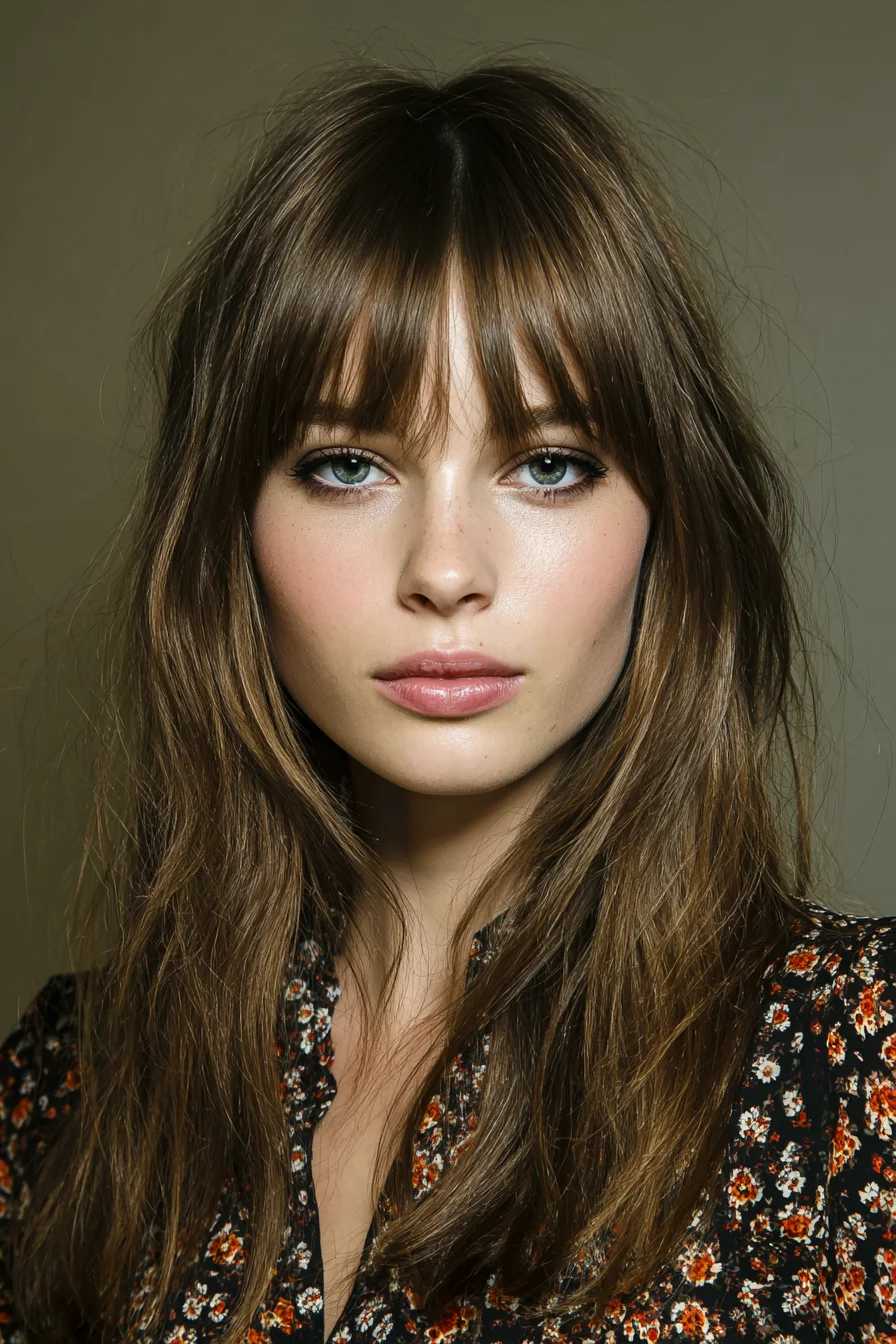 Effortless Curtain Bangs with Soft Layered Waves
