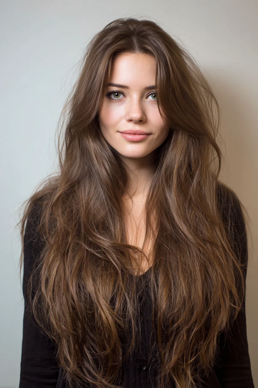 Effortless Long Layers with Face-Framing Curtain Layers