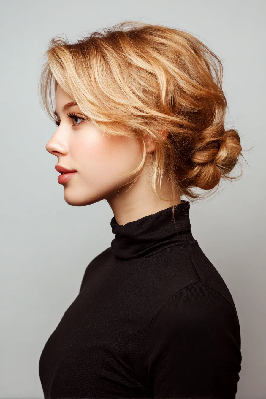 Effortless Low Bun with Soft Face-Framing Layers