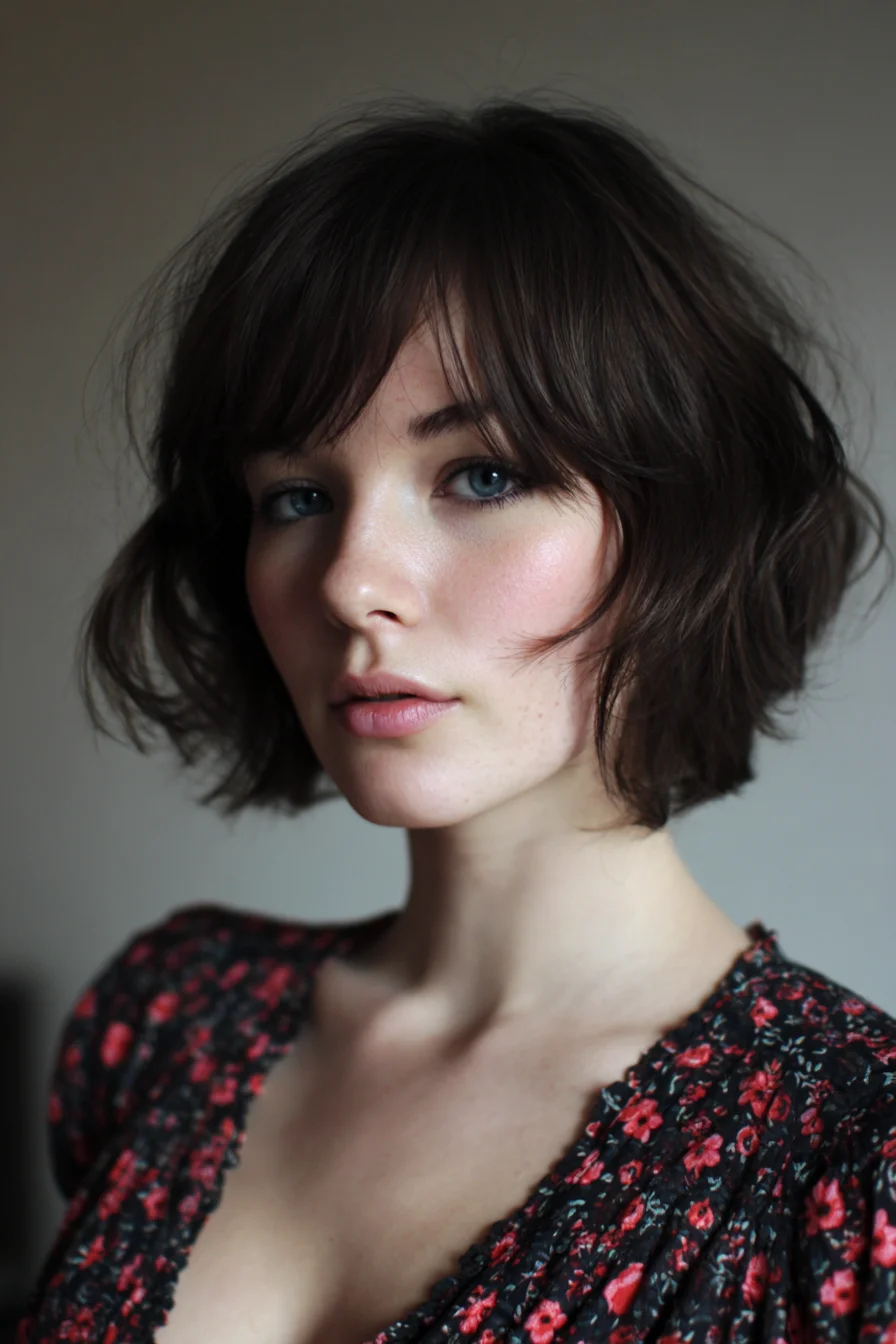 Effortless Textured Short Bob with Soft Curtain Bangs