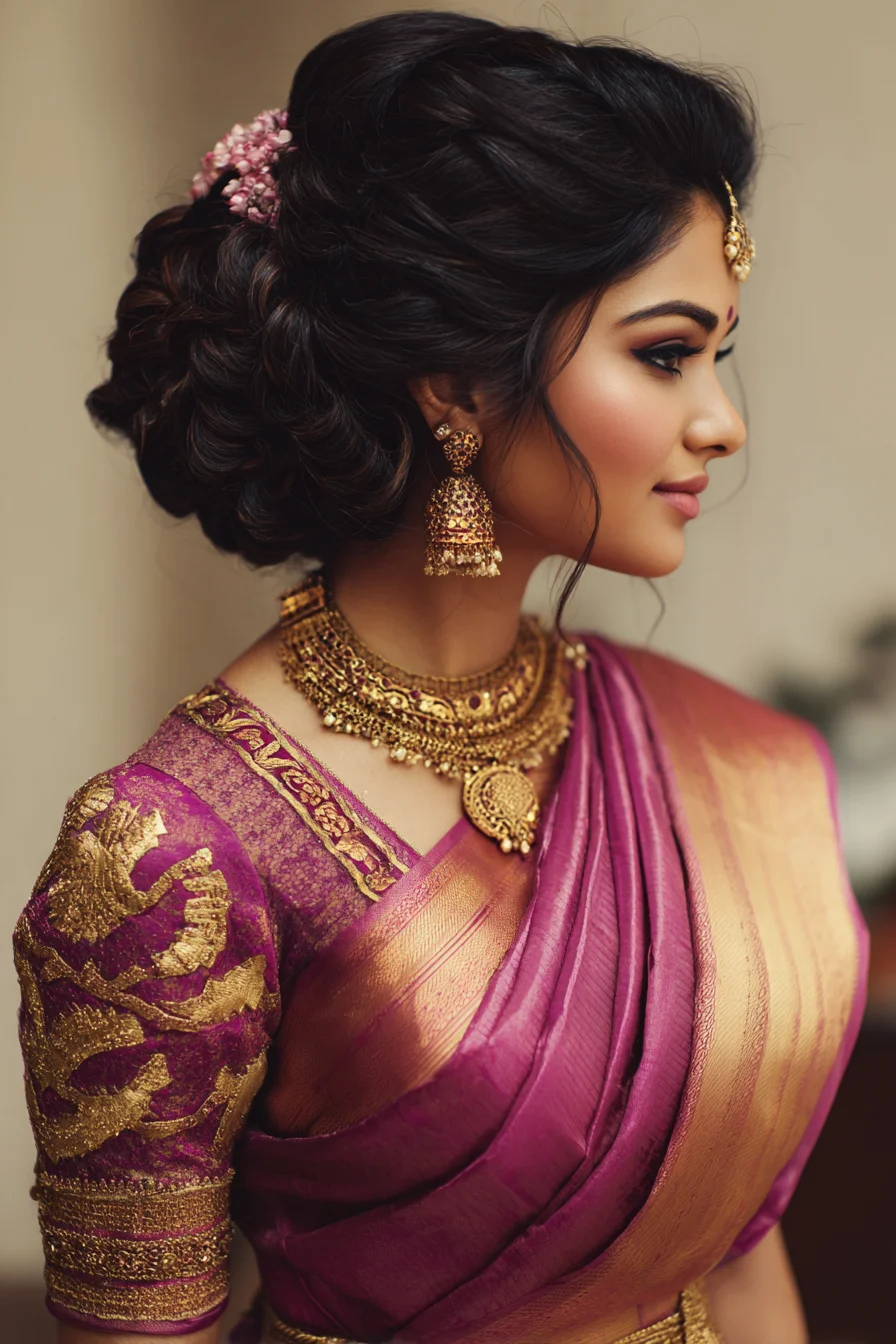 Elegant Braided Low Bun for Saree and Bridal Looks