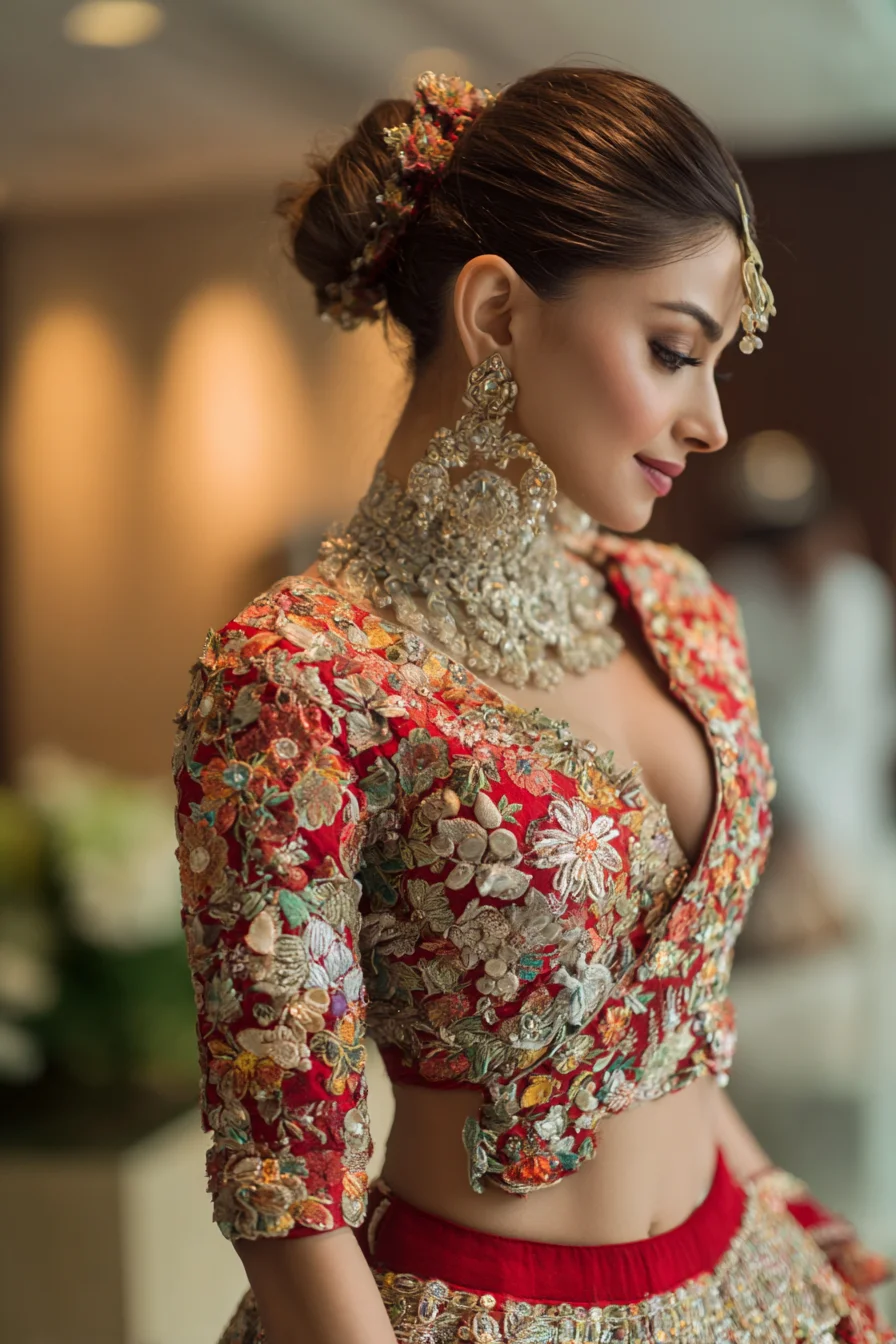 Elegant Sleek Low Bun with Floral Accessory for Weddings