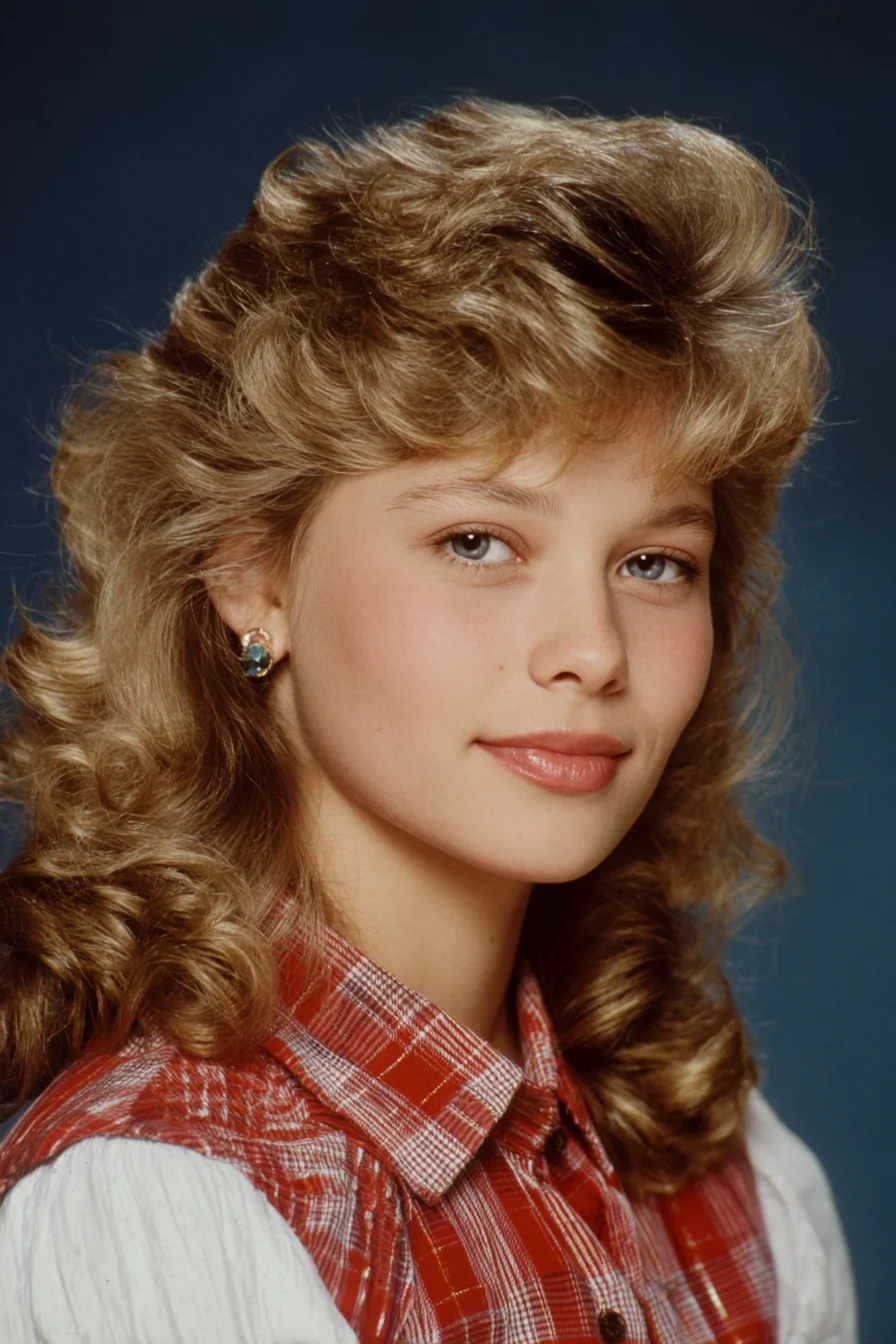 Feathered 80s Curls Big Voluminous Retro Blowout