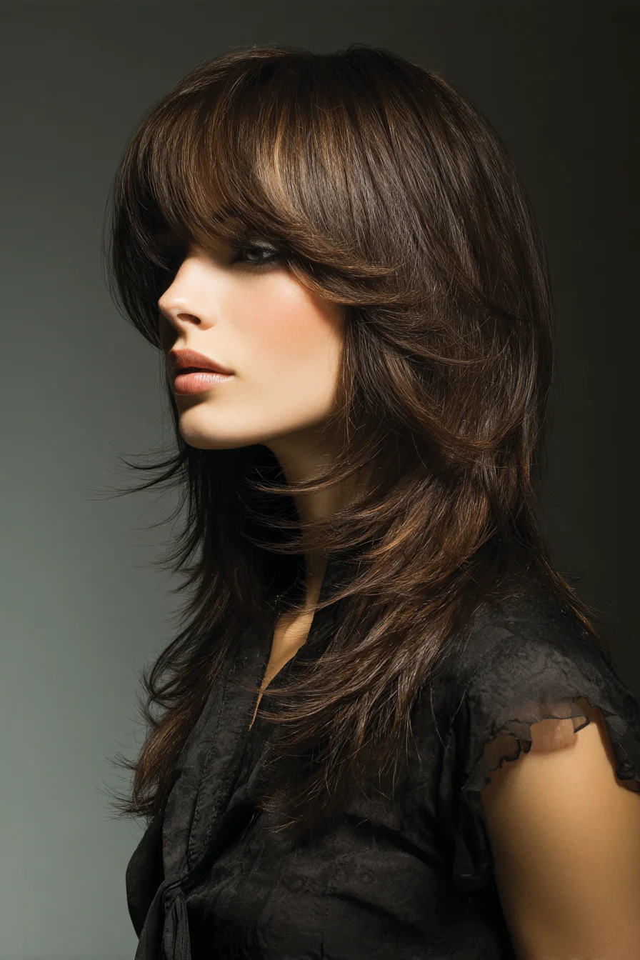 Feathered Layered Cut with Curtain Bangs for Volume