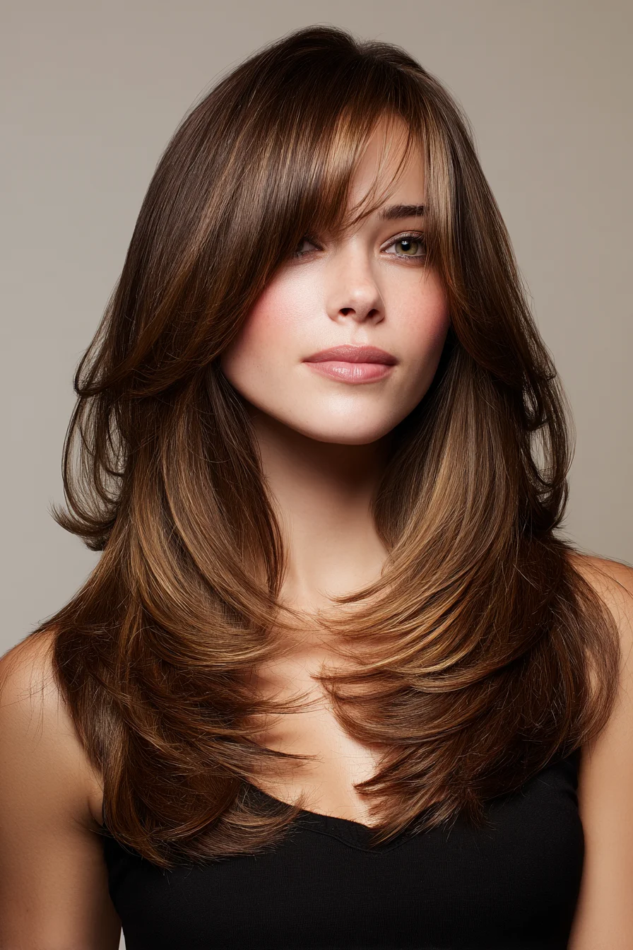 Feathered Layered Cut with Soft Curtain Bangs